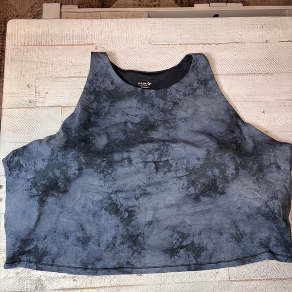 Old Navy Active Powerchill Light Support Go Dry Crop Tye Dye Built In Bra 4X - Picture 1 of 16